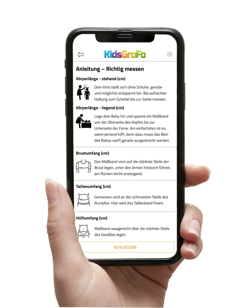 Anleitung - wie messe ich mein Kind für die KidsGroFo App richtig