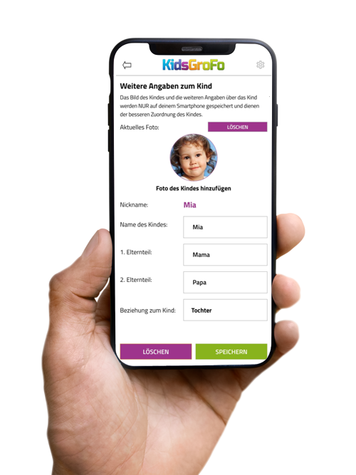 Weitere Angaben zum Kind in der KidsGroFo App